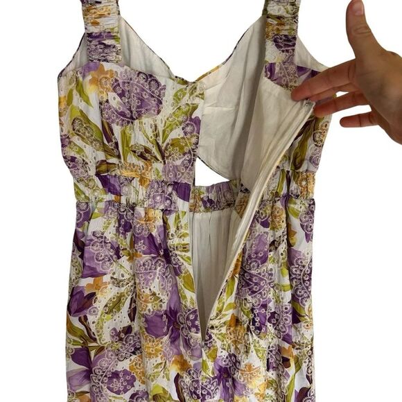 Anthropologie Adelyn Rae Kathleena Eyelet Midi Dress Embroidered Ruffle Small - Picture 9 of 16